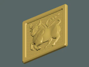 Bull bas-relief 3D Print Model