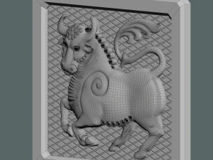 Bull bas-relief 3D Print Model
