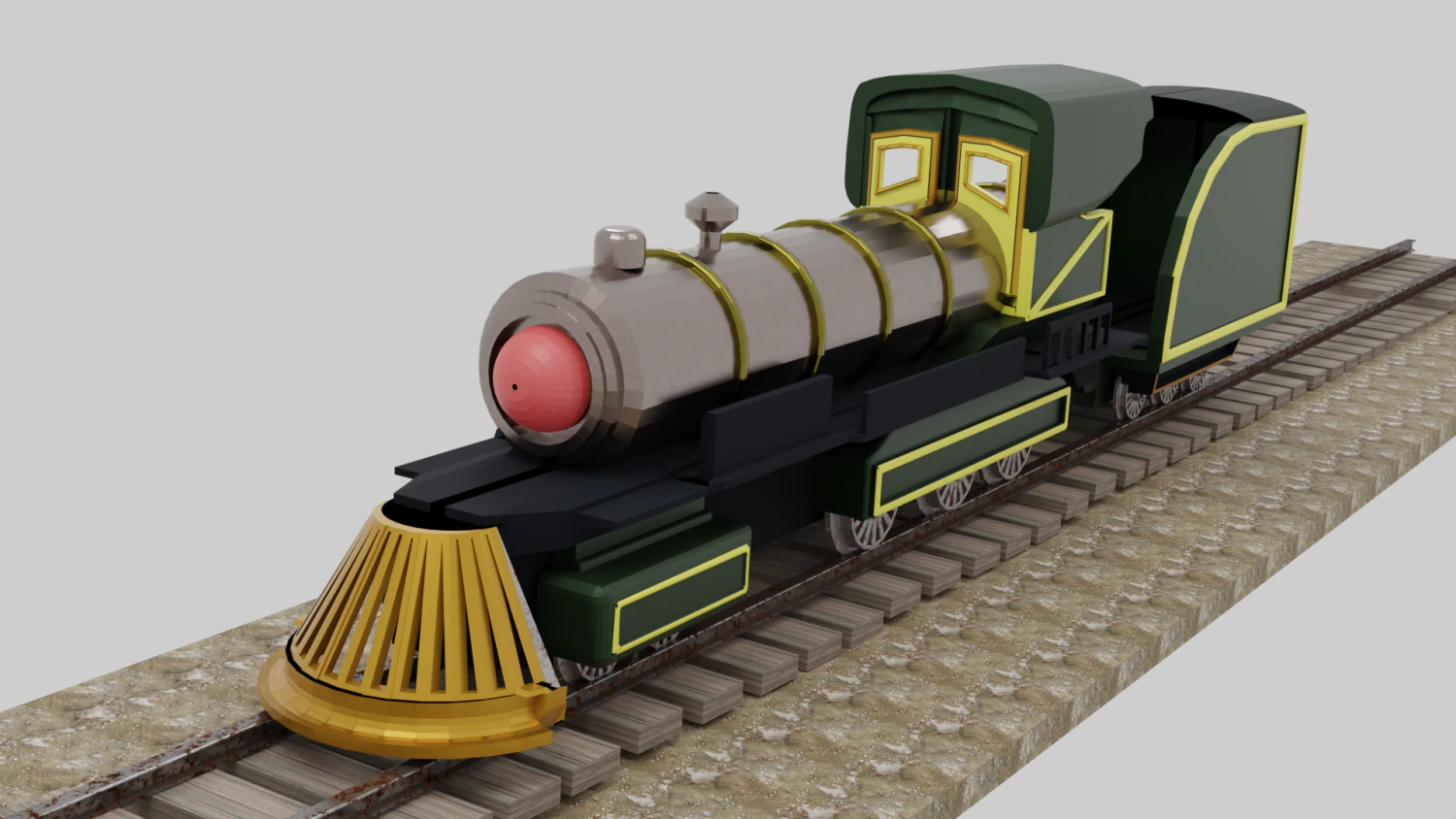 Steam Locomotive 3D Model .c4d .max .obj .3ds .fbx .stl .blend