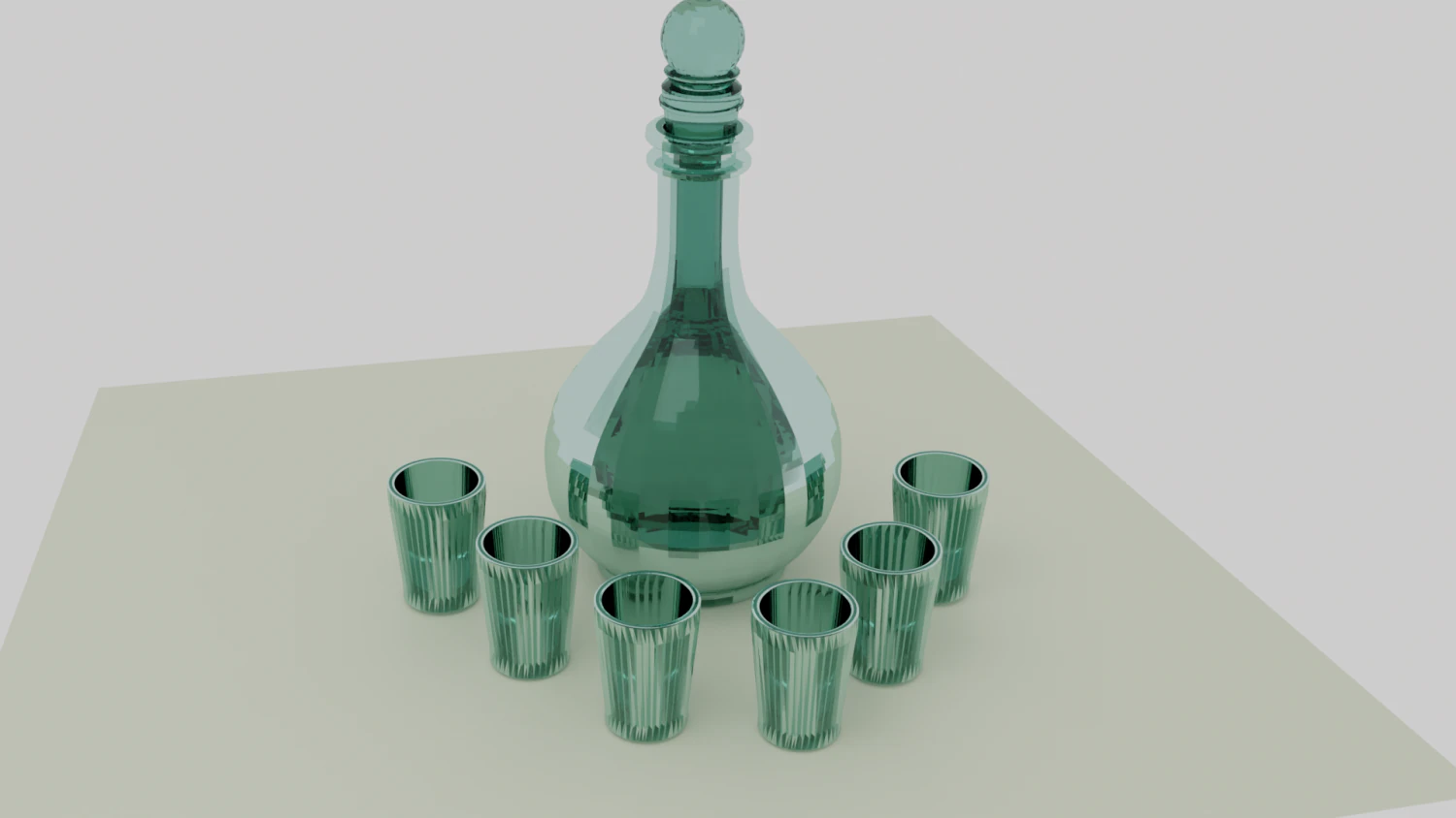 Bottle with glasses 3D Model .c4d .max .obj .3ds .fbx .stl .blend 