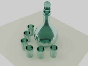 Bottle with glasses 3D Model