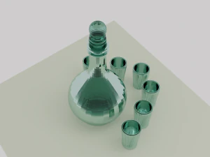 Bottle with glasses 3D Model