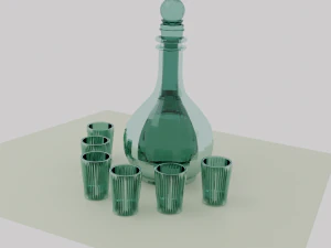 Bottle with glasses 3D Model