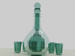 Bottle with glasses Modelo 3D