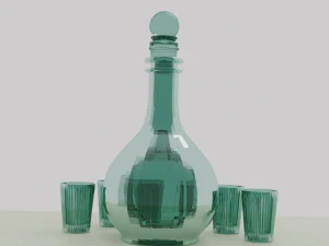 Bottle with glasses 3D Model