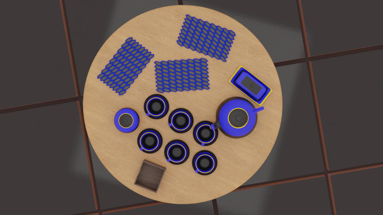 Tea service Blue Night 3D Model .c4d .max .obj .3ds .fbx .stl .blend 