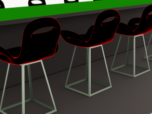 Bartable with barchairs Model 3D