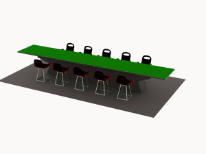 Bartable with barchairs 3D Model