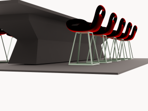 Bartable with barchairs Model 3D