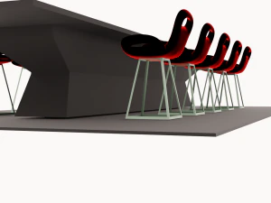 Bartable with barchairs 3D Model