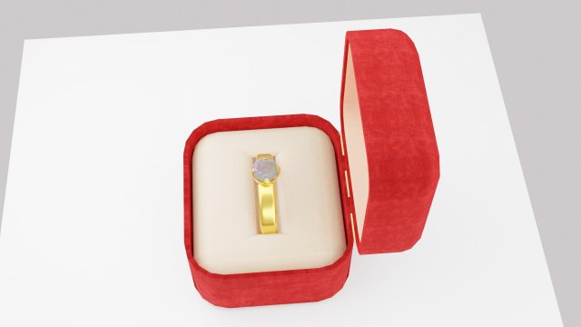 Golden Ring in Velvet Present box 3D मॉडल .c4d .max .obj .3ds .fbx .stl .blend 