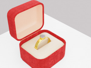 Golden Ring in Velvet Present box 3D मॉडल