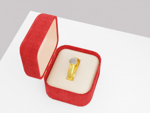 Golden Ring in Velvet Present box 3D मॉडल