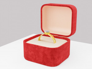 Golden Ring in Velvet Present box 3D मॉडल