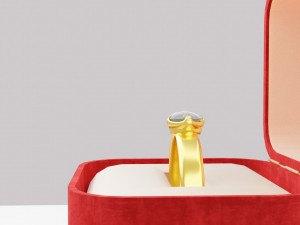 Golden Ring in Velvet Present box 3D मॉडल