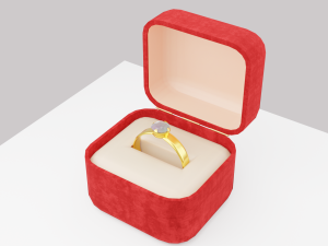 Golden Ring in Velvet Present box 3D मॉडल