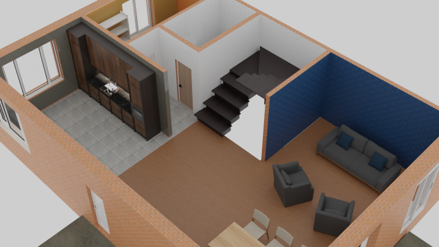 Large family house exterior and interior design 3D Model .c4d .max .obj .3ds .fbx .stl .blend