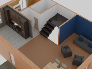 Large family house exterior and interior design 3D Модель