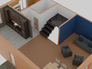 Au&szlig;en- und Innendesign eines gro&szlig;en Einfamilienhauses 3D Modell