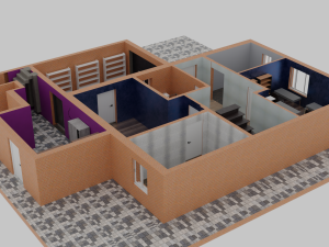 Large family house exterior and interior design 3D Model