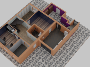 Large family house exterior and interior design 3D Model