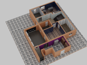 Large family house exterior and interior design 3D Model