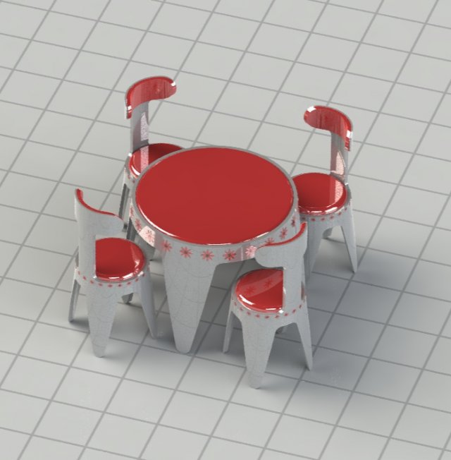 Dinner table Model 3D .c4d .max .obj .3ds .fbx .stl .blend 
