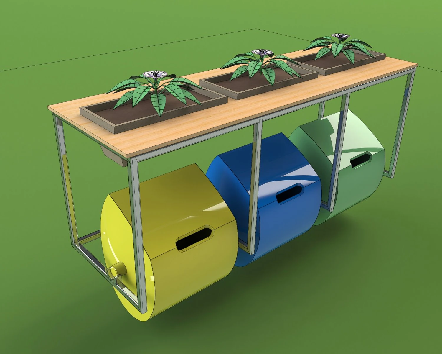 3 Recycling Containers 3D Model .c4d .max .obj .3ds .fbx .stl .blend 