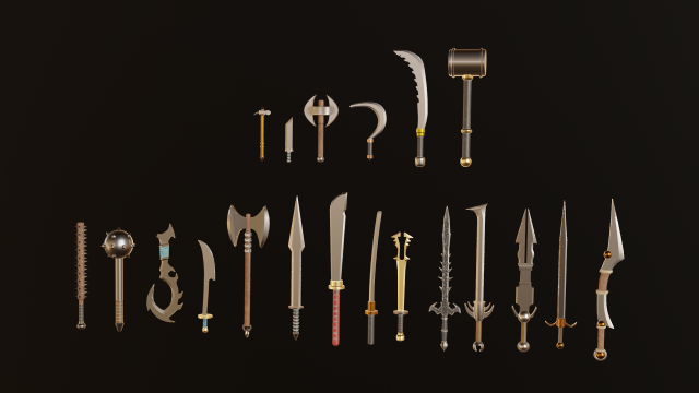 Collection of swords for games Model 3D .c4d .max .obj .3ds .fbx .stl .blend 
