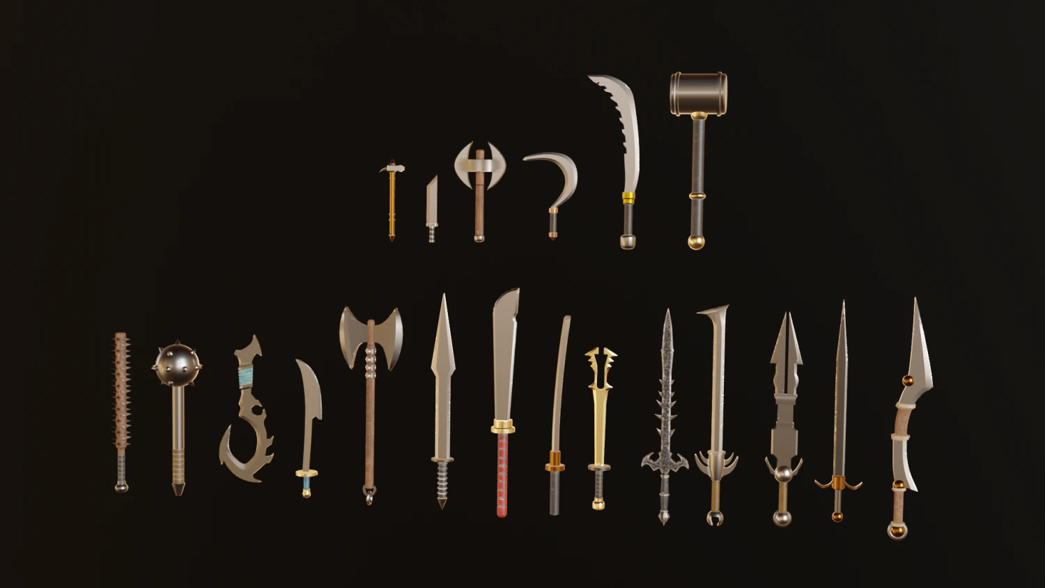 Collection of swords for games 3D Model .c4d .max .obj .3ds .fbx .stl .blend 