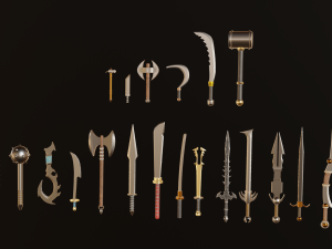 Collection of swords for games 3D Model