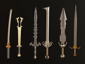 Collection of swords for games 3D Model
