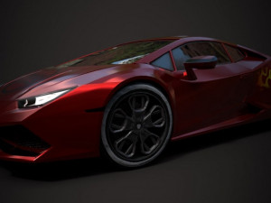Sport car lamborgini huracan and motorcycle 3D Model