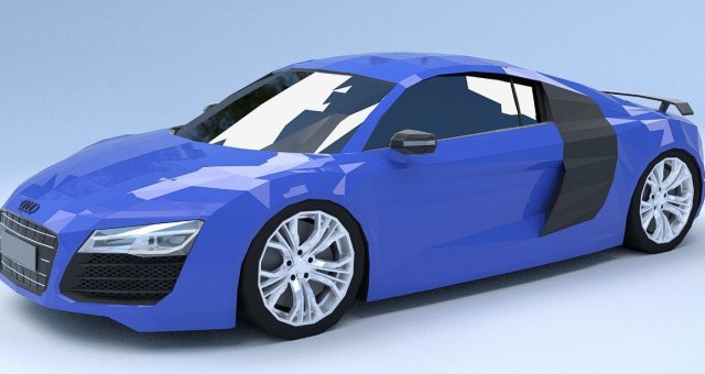 Audi R8 low poly 3D 模型 .c4d .max .obj .3ds .fbx .stl .blend 