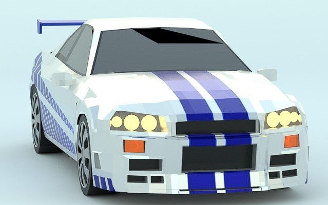 Nissan Skyline low poly game ready Low-poly 3D Model .c4d .max .obj .3ds .fbx .stl .blend 