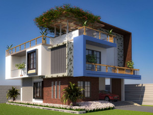 Villa design in 3ds max Exterior design low-poly 3D-Modell