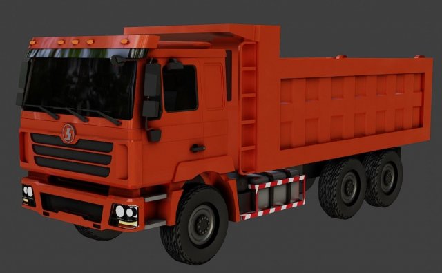 Track orange dump truck low-poly Modelo 3D .c4d .max .obj .3ds .fbx .stl .blend