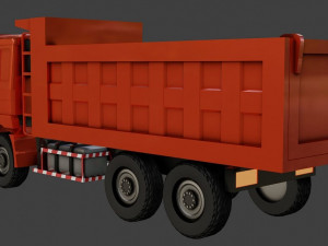 Track orange dump truck low-poly Modelo 3D
