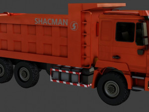 Track orange dump truck low-poly Modelo 3D