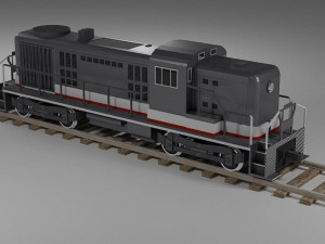 RSD-5 diesel locomotive and a set of rails low-poly 3D मॉडल