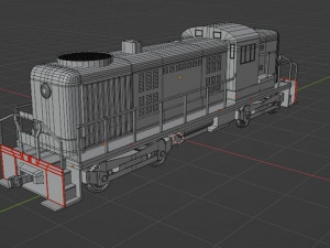 RSD-5 diesel locomotive and a set of rails low-poly 3D Модель