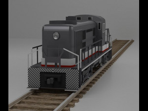 RSD-5 diesel locomotive and a set of rails low-poly 3D Модель