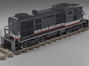RSD-5 diesel locomotive and a set of rails low-poly 3D Модель