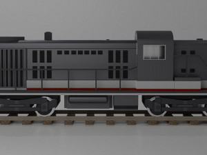 RSD-5 diesel locomotive and a set of rails low-poly 3D Модель