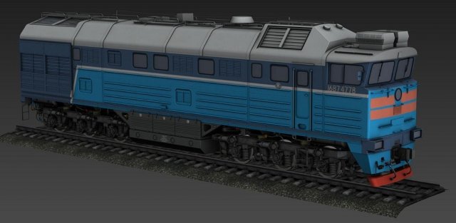 2TE116 M train engine low-poly 3D-Modell .c4d .max .obj .3ds .fbx .stl .blend 