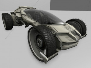 Futuristic Car Game-Ready low-poly Model 3D