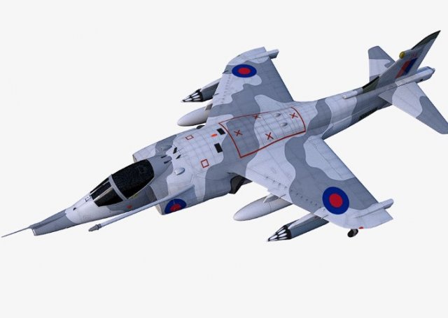 Harrier GR3 low-poly Model 3D .c4d .max .obj .3ds .fbx .stl .blend 