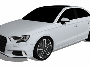 2017 Audi A3 Sedan low-poly 3D मॉडल