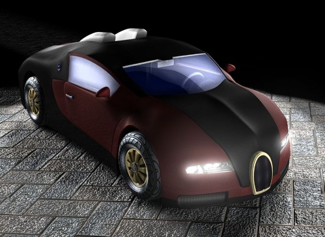 Bugatti Veyron with interior low-poly 3D Model .c4d .max .obj .3ds .fbx .stl .blend 