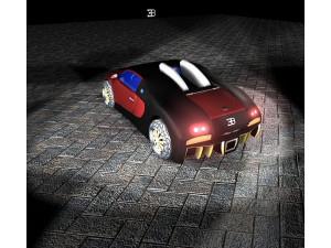 Bugatti Veyron with interior low-poly 3D Model
